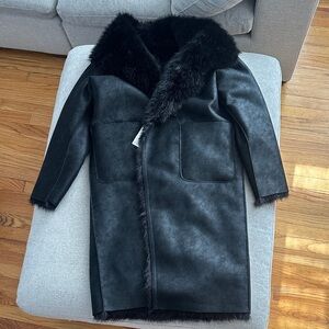 Zara Reversible Black Faux Fur Women's Coat 6318/278